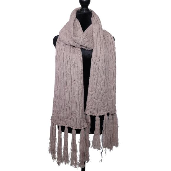 Bickley + Mitchell Amsterdam Knit Fringe Scarf - Dusty Rose - NWT - Picture 1 of 5